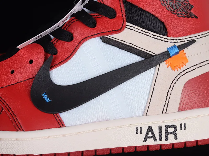 All categories Air Jordan Jordan series basketball shoes Air Jordan 1 High OG version Off White x Air Jordan OW AJ1 Joe 1 joint white and red high-top basketball shoes AA3834-101